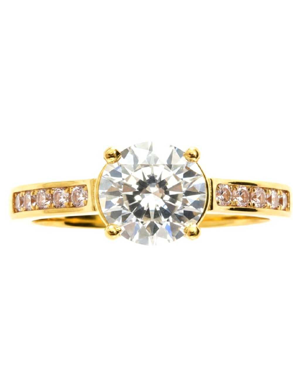 18K Gold Filled Cubic Zirconia Engagement Ring With Channel Set Accents NWT